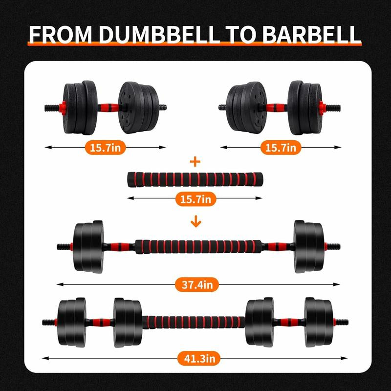5-44Bls Adjustable Dumbbell Set for Home Gym Fitness Weight Plates, 3-In-1 Ergonomic Modes, Heavy Duty Cast for Strength Training Barbell Weight Set
