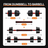 5-44Bls Adjustable Dumbbell Set for Home Gym Fitness Weight Plates, 3-In-1 Ergonomic Modes, Heavy Duty Cast for Strength Training Barbell Weight Set