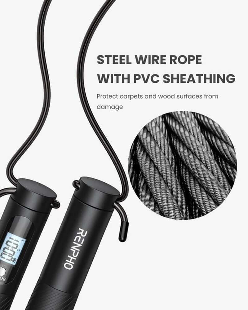 RENPHO Smart Jump Rope Pro Weighted Jump Rope with Counter, Cordless Jump Ropes for Fitness Crossfit, Gym, Burn Calorie, APP Data Analysis