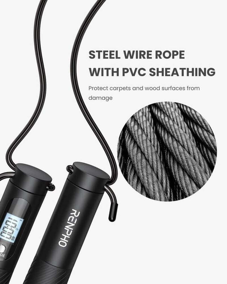 RENPHO Smart Jump Rope Pro Weighted Jump Rope with Counter, Cordless Jump Ropes for Fitness Crossfit, Gym, Burn Calorie, APP Data Analysis