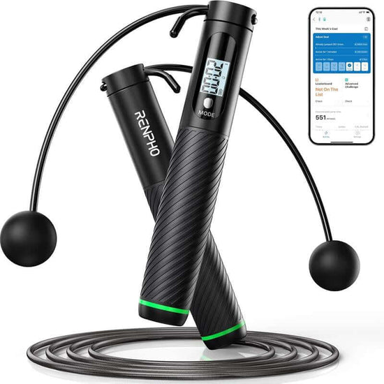 RENPHO Smart Jump Rope Pro Weighted Jump Rope with Counter, Cordless Jump Ropes for Fitness Crossfit, Gym, Burn Calorie, APP Data Analysis