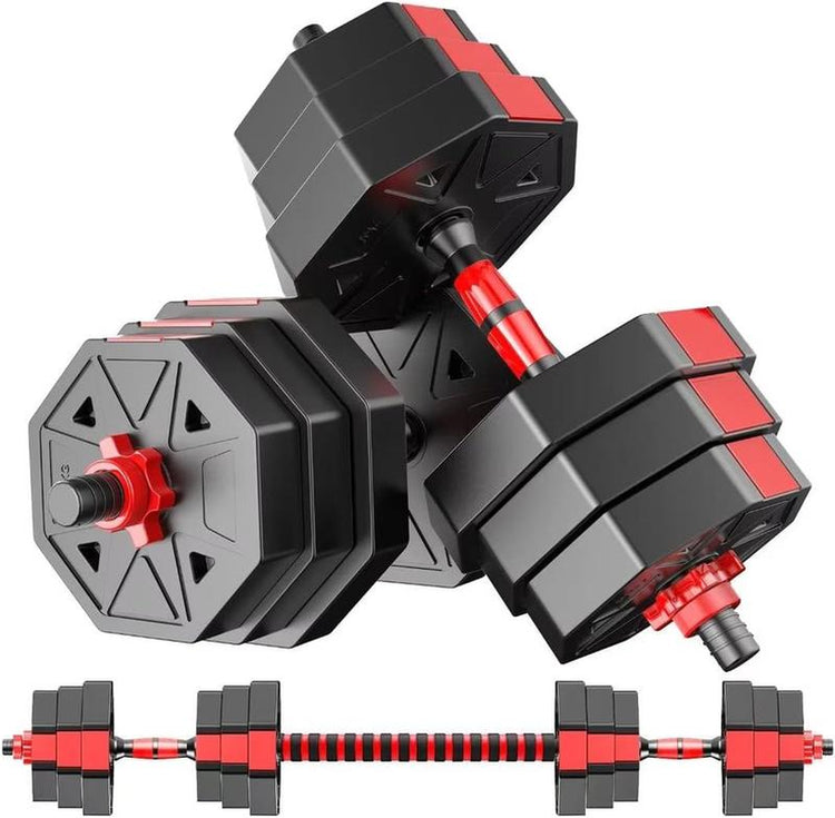5-44Bls Adjustable Dumbbell Set for Home Gym Fitness Weight Plates, 3-In-1 Ergonomic Modes, Heavy Duty Cast for Strength Training Barbell Weight Set